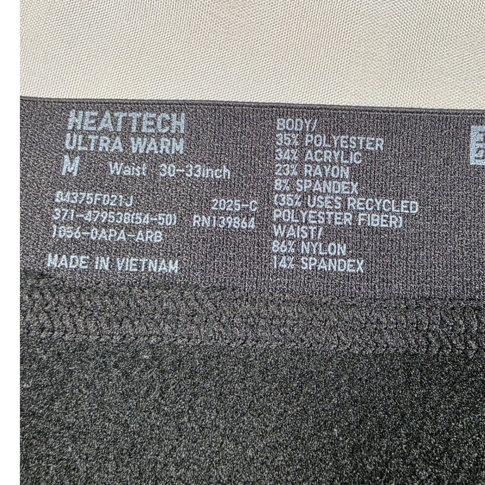 Uniqlo Heattech Ultra Warm Tights Mens M Black Thermal Base Layer Leggings - Picture 5 of 6